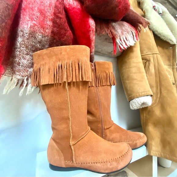 80s/90s Sweet fringe leather suede vintage boho booties hippy/retro/native vibe - Picture 9 of 10